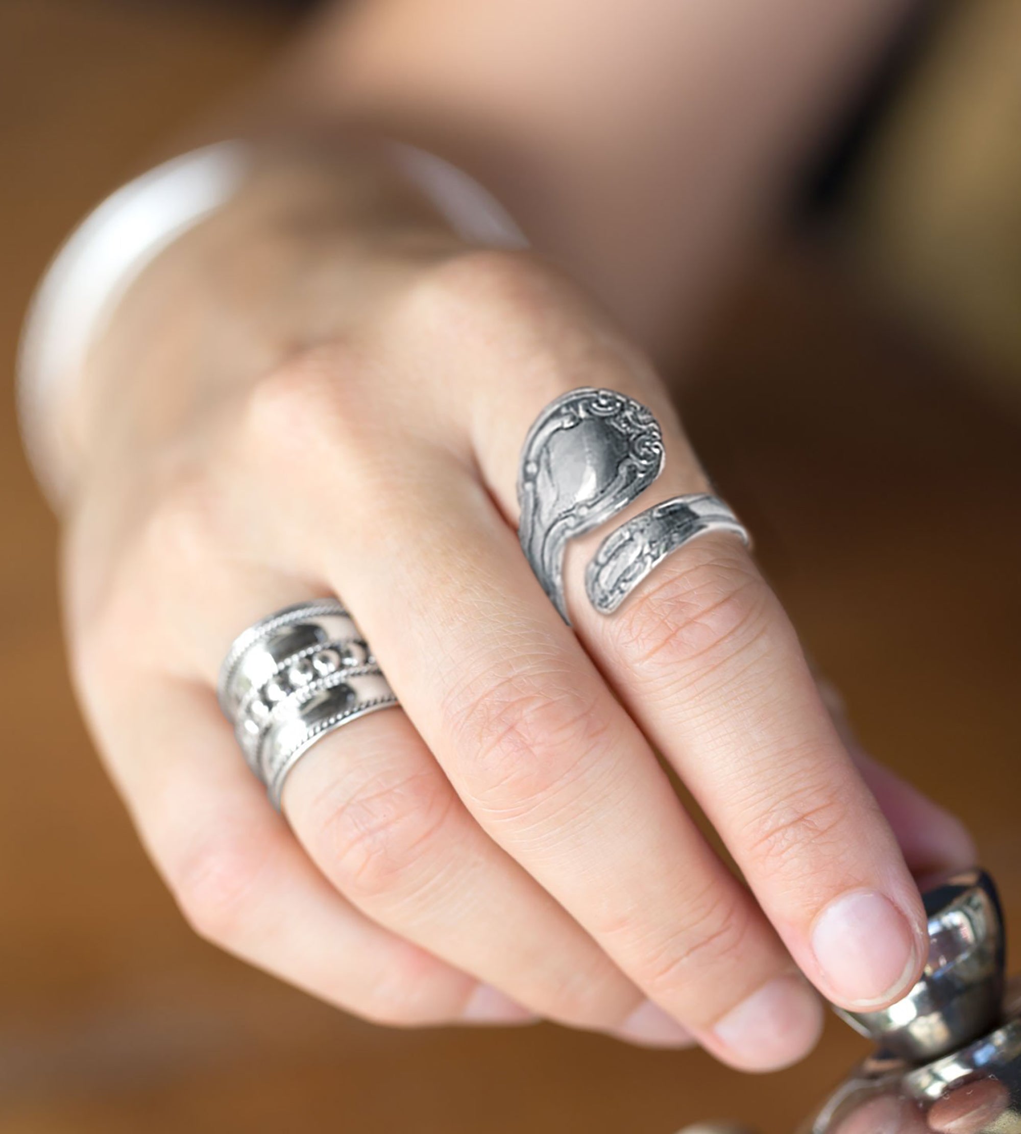 Oxidized Sterling Silver Spoon Ring