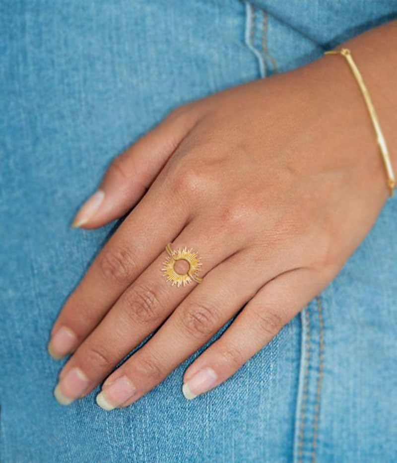 Sunburst Ring in Gold Finish