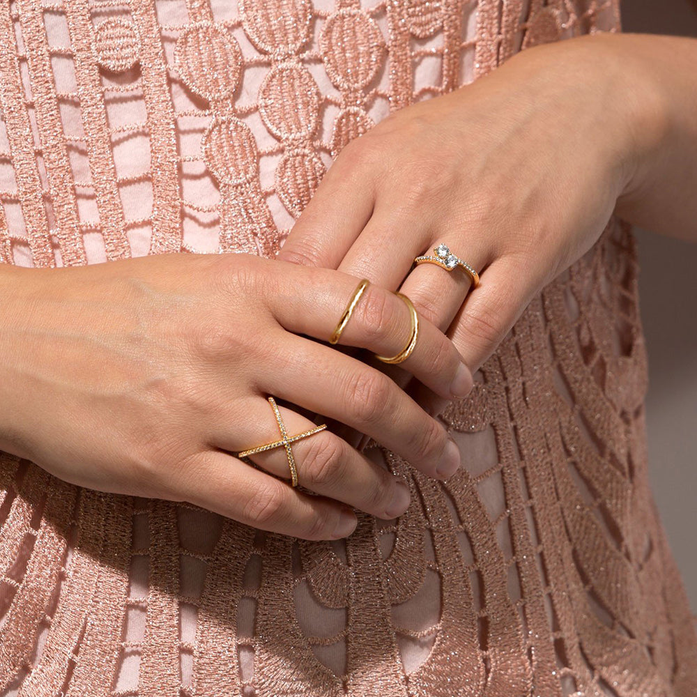 Double Band Knuckle Ring in Gold Finish