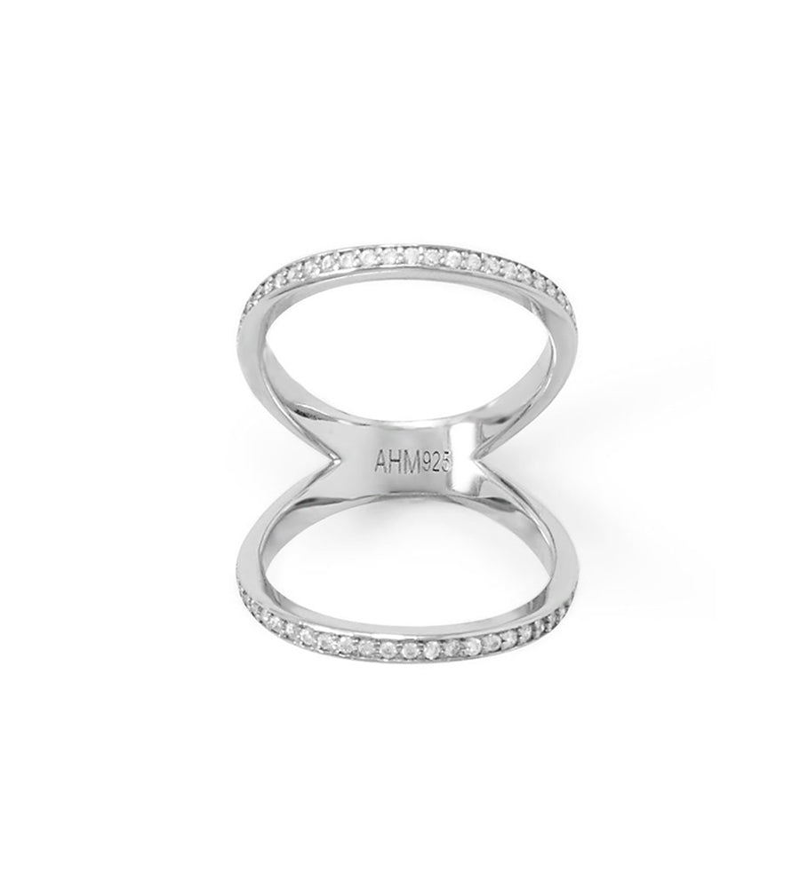 Double Band CZ Knuckle Ring