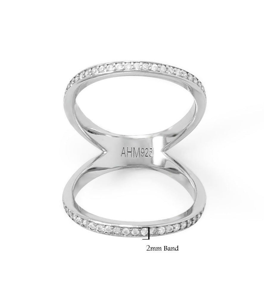 Double Band CZ Knuckle Ring