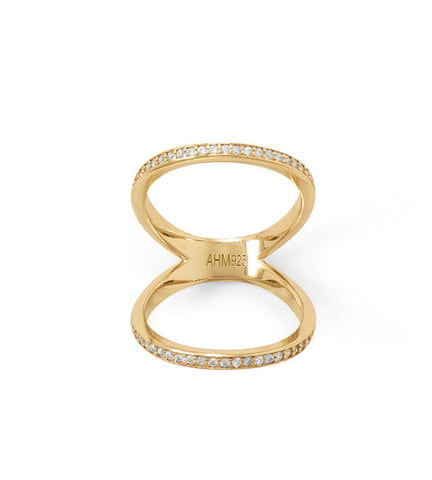 Double Band CZ Knuckle Ring in Gold Finish
