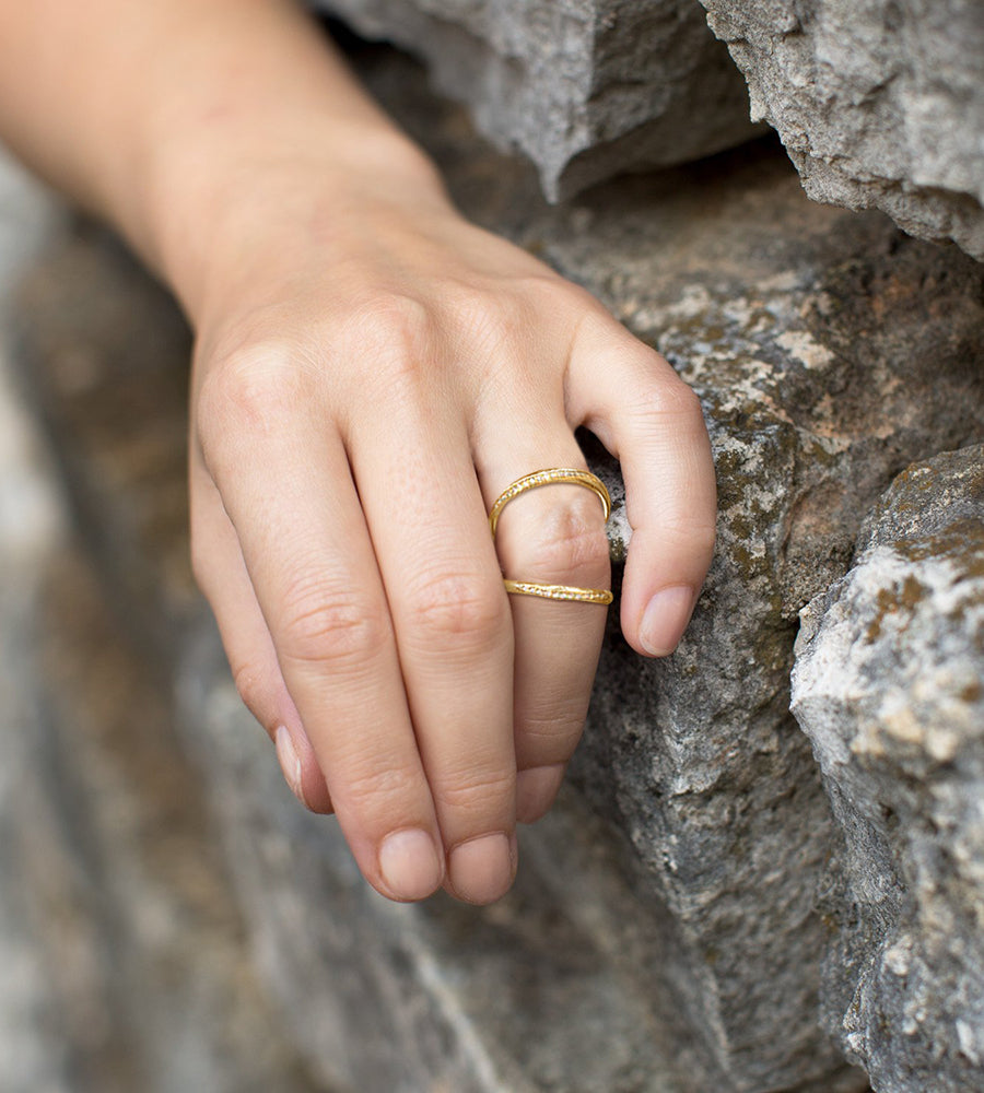 Double Band CZ Knuckle Ring in Gold Finish