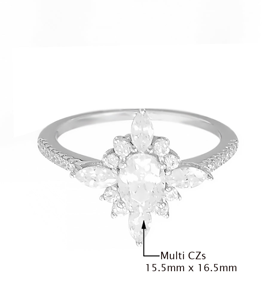 Sunburst Multi CZ Ring