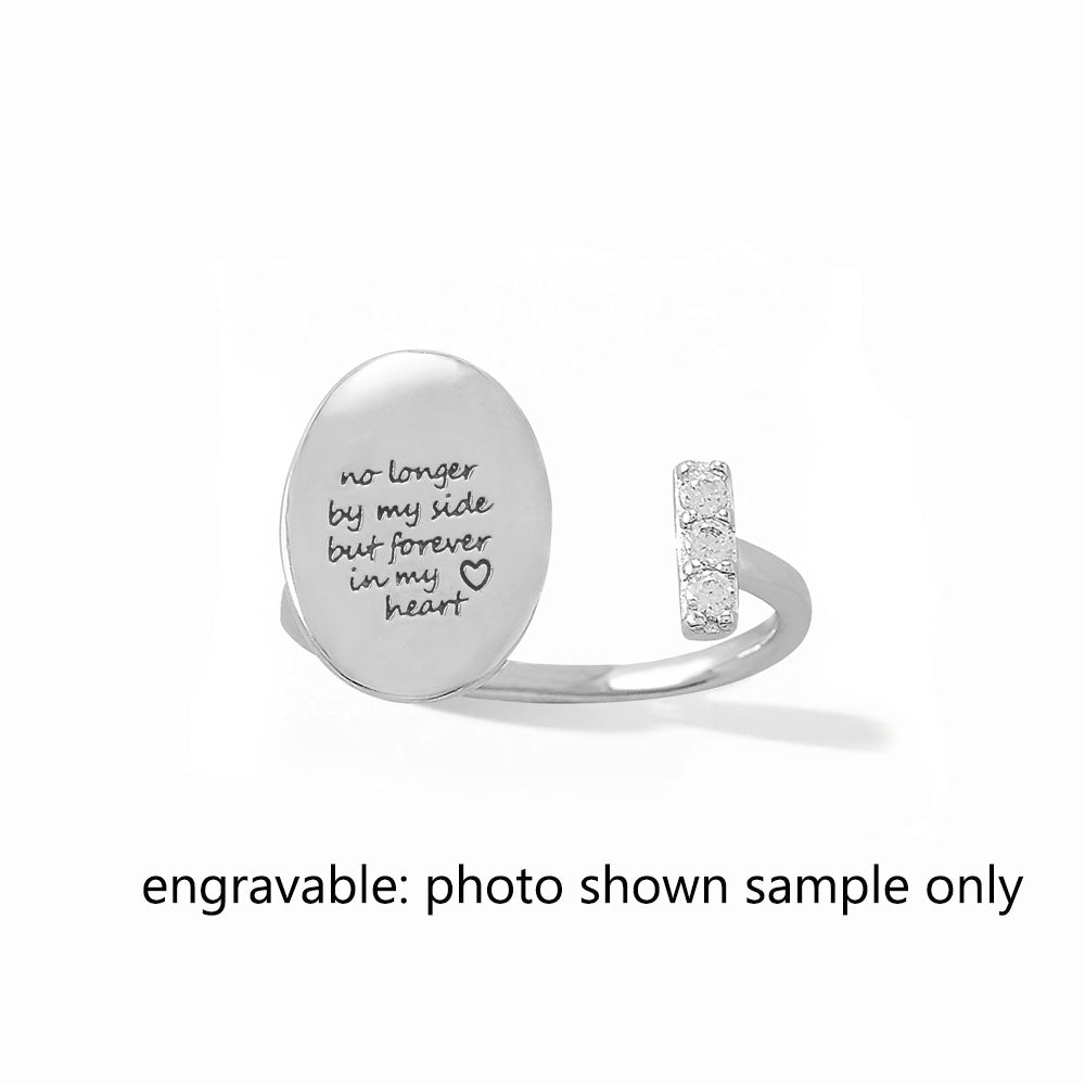 Engravable Oval Disc Wrap Ring with CZ Bar