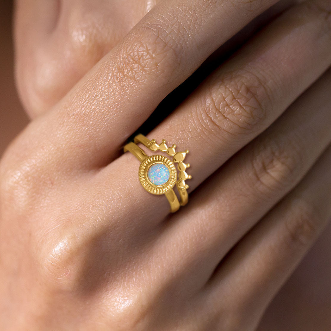 Synthetic Opal Engagement Ring