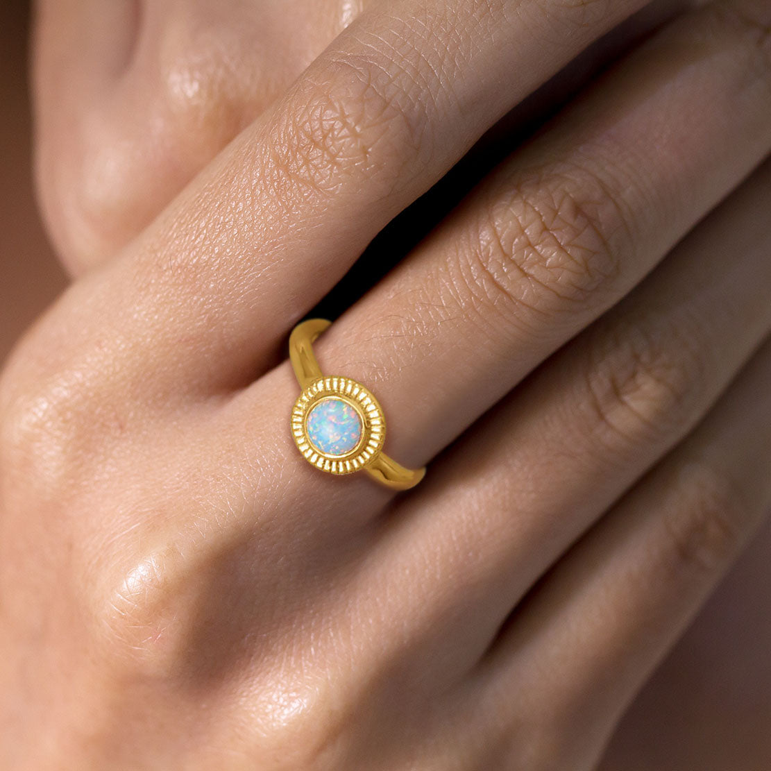 Synthetic Opal Engagement Ring