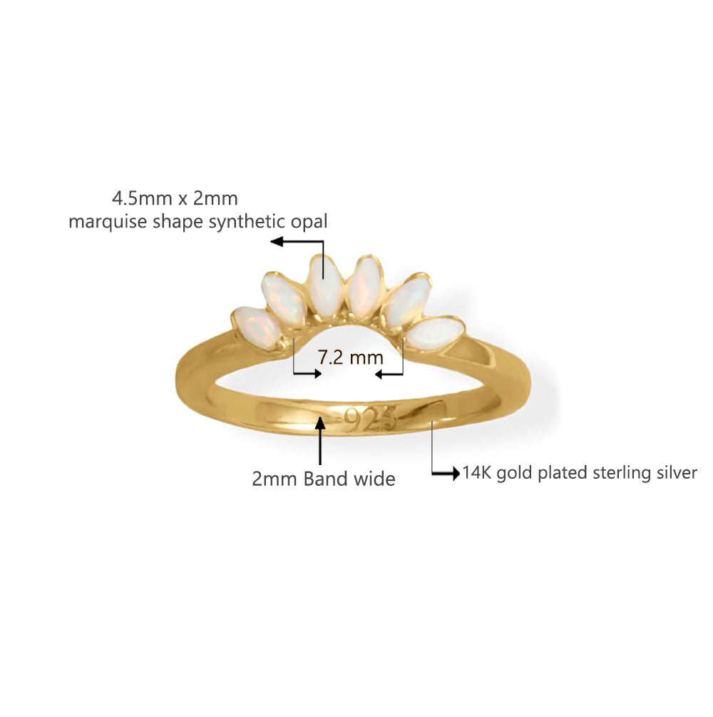 Stackable Marquise Synthetic Opal Crown Ring