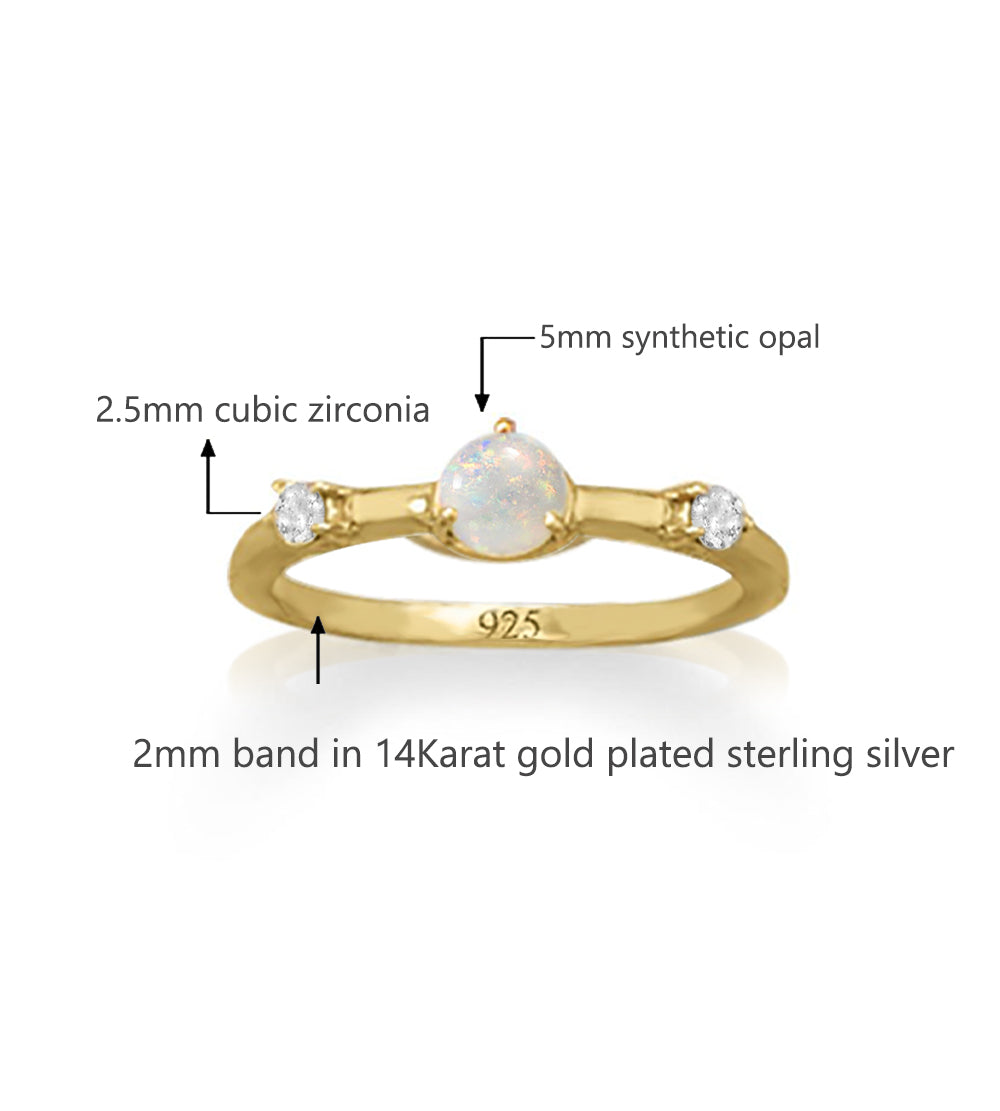 Synthetic Opal & CZ Love Ring