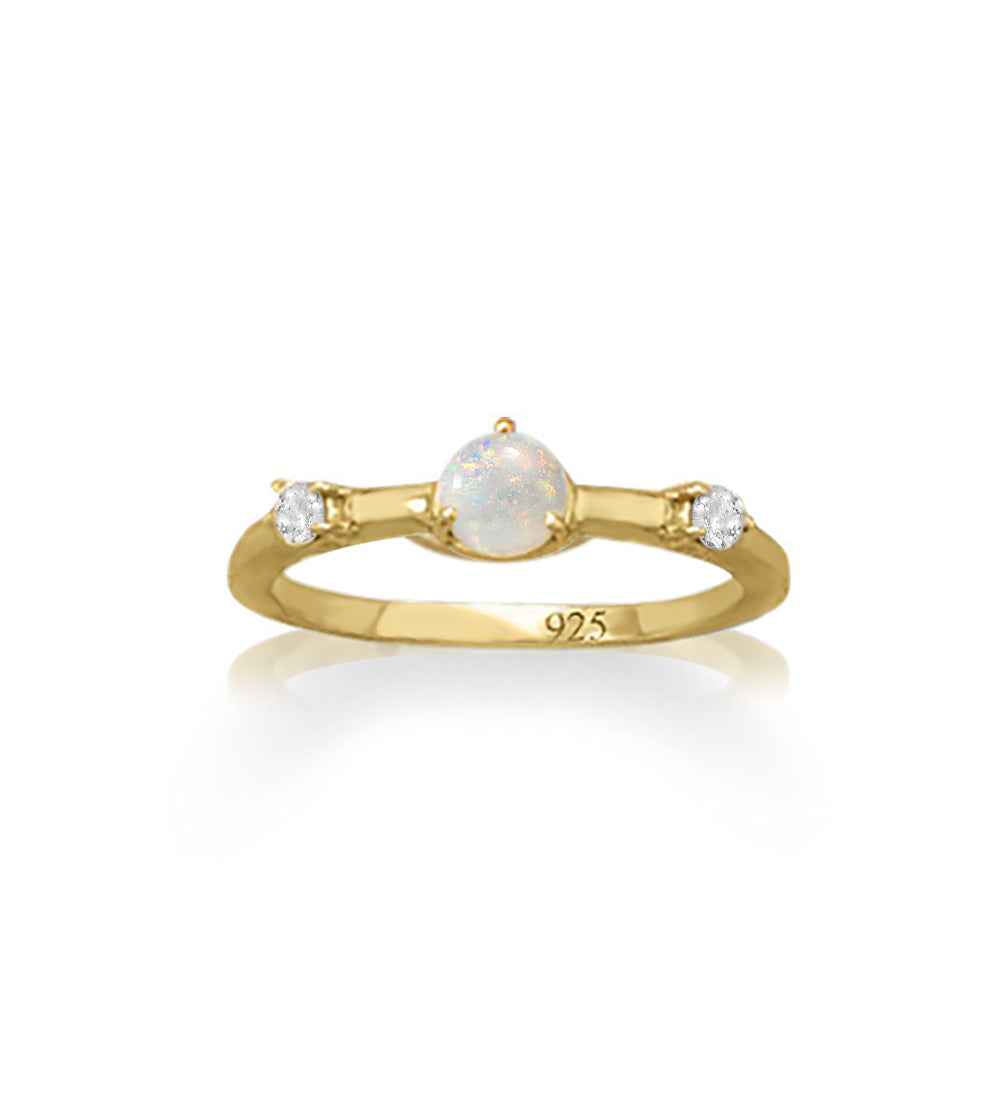 Synthetic Opal & CZ Love Ring
