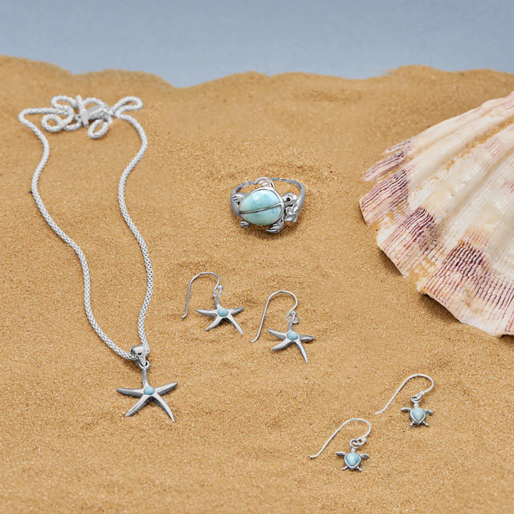 Larimar Sea Turtle Cocktail Ring