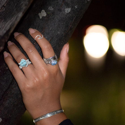 Larimar Sea Turtle Cocktail Ring