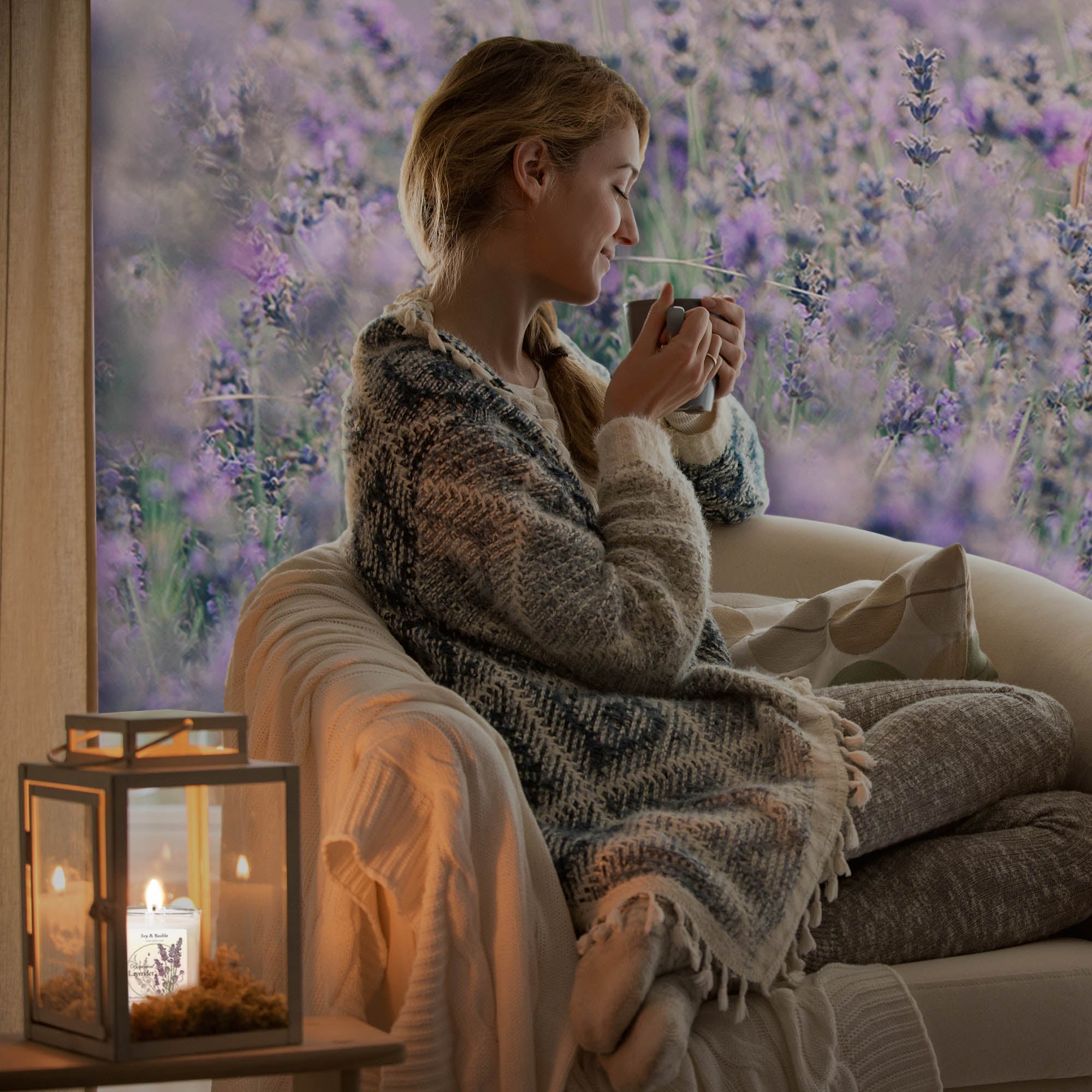 All Natural Coconut / Soy Blend Botanical Lavender Scented Candle with Jewelry