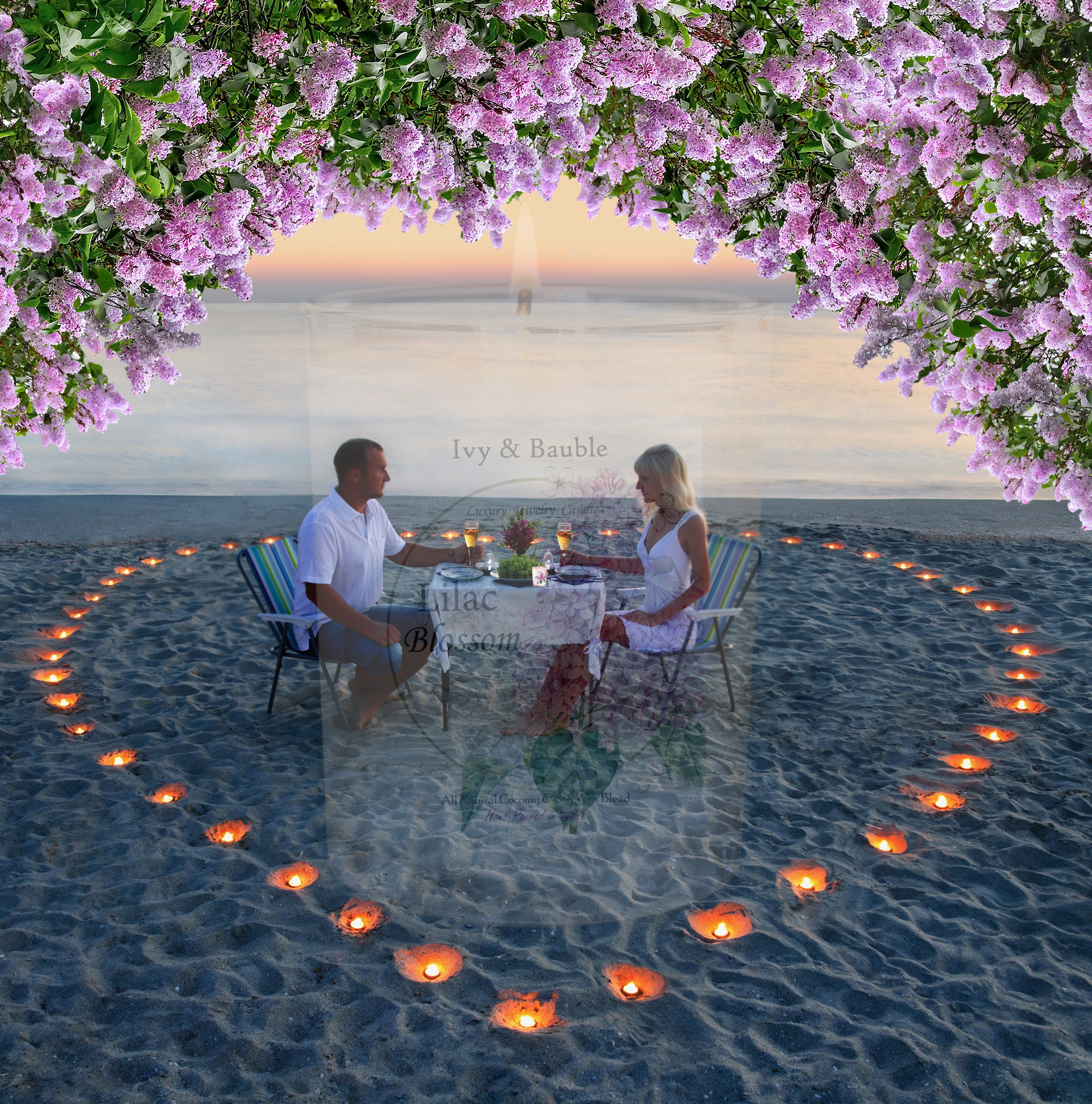 All Natural Coconut / Soy Blend Lilac Scented Candle with Jewelry