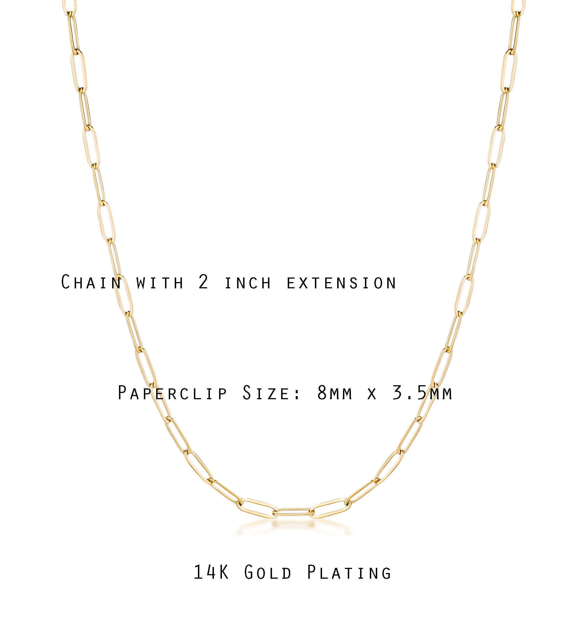 Gold Plated Paperclip Chain Necklaces