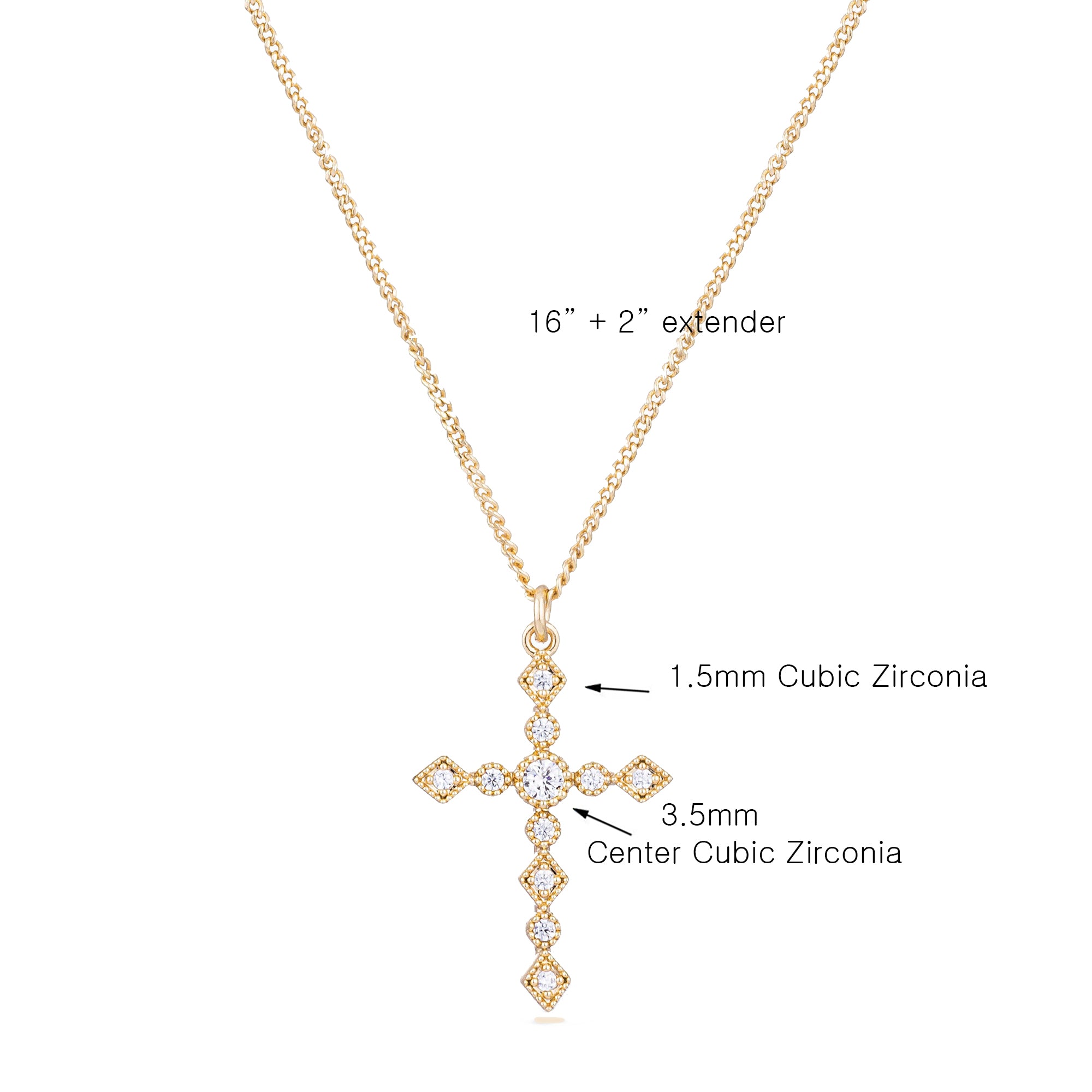 CZ Cross Pendant Necklace