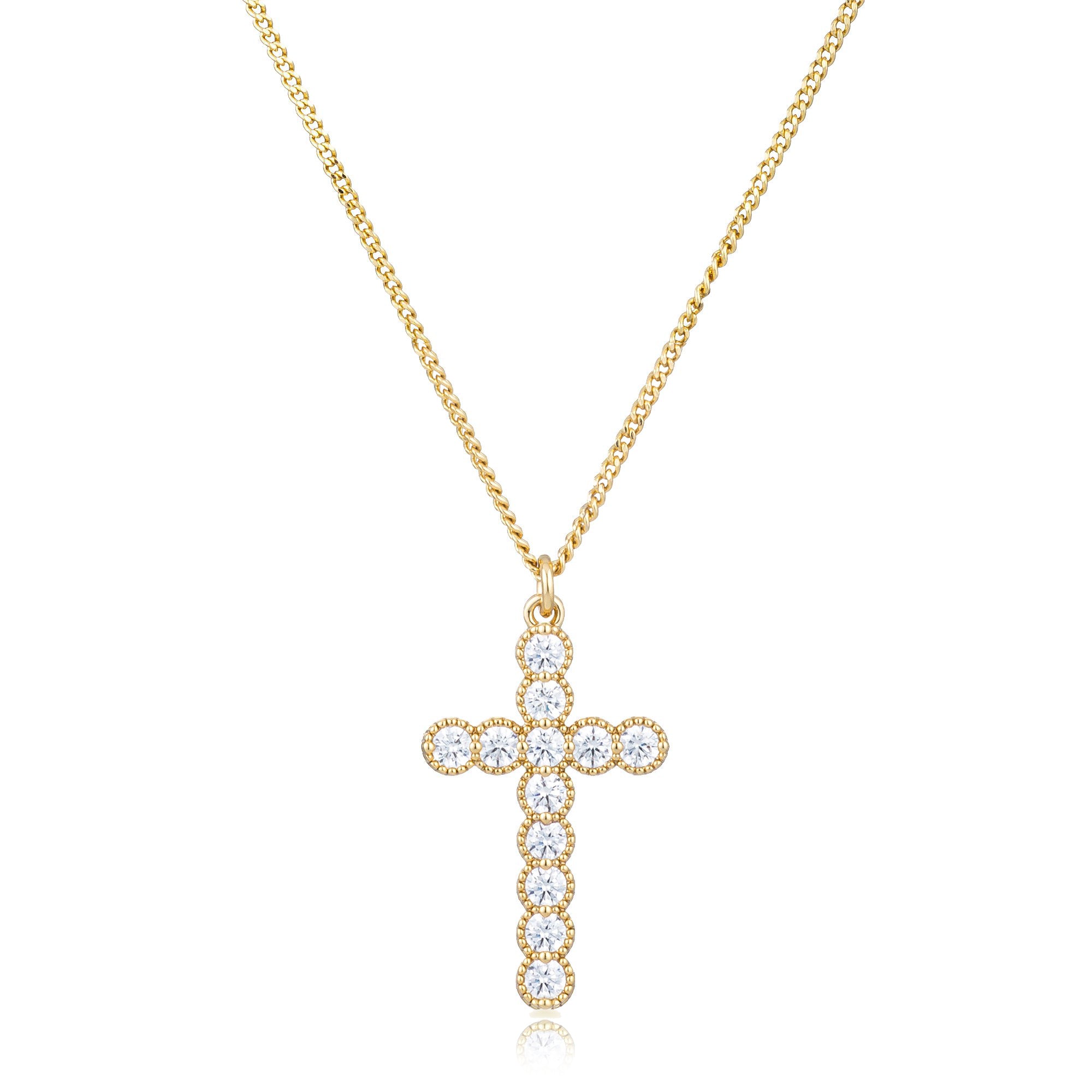 CZ Cross Pendant in Gold Plating