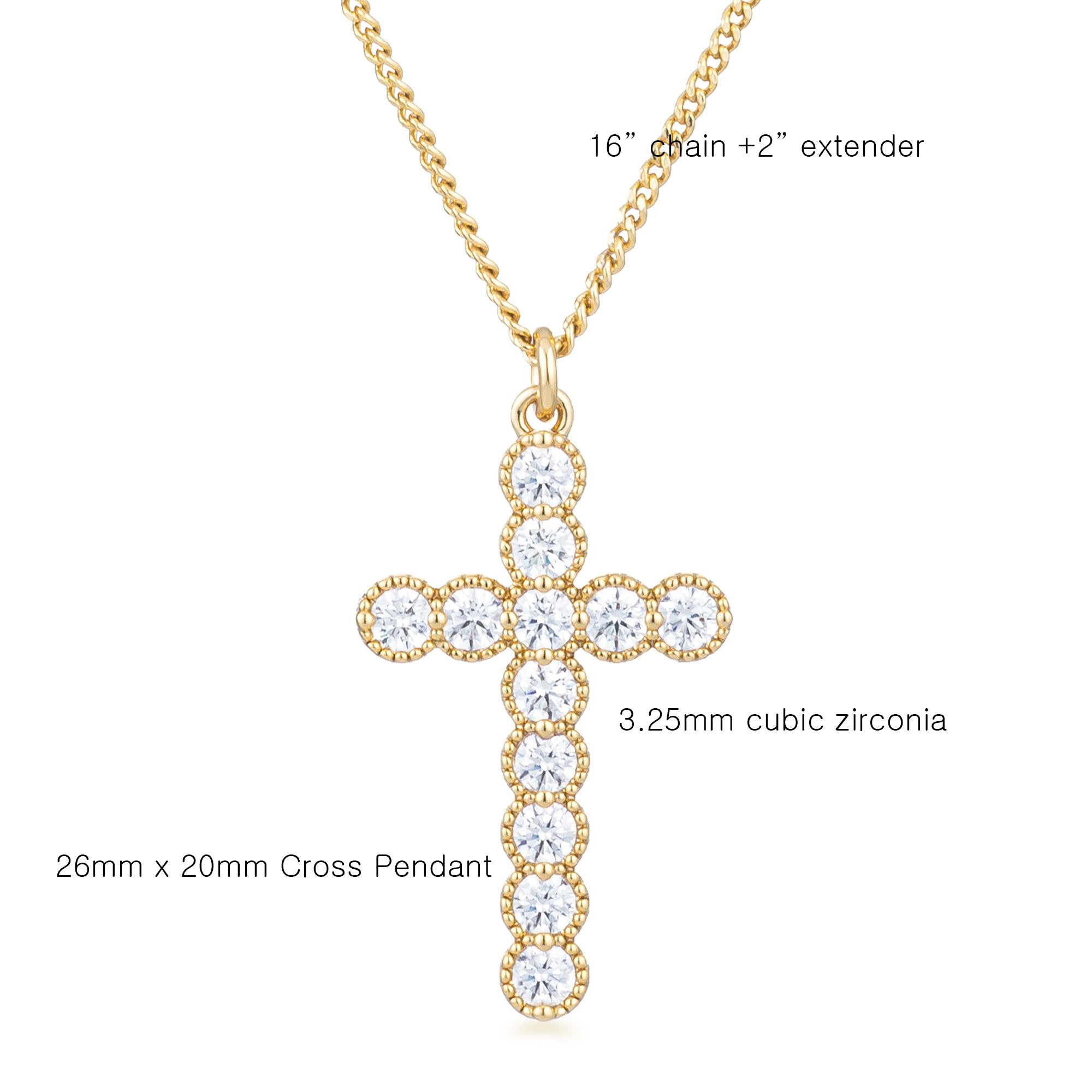CZ Cross Pendant in Gold Plating