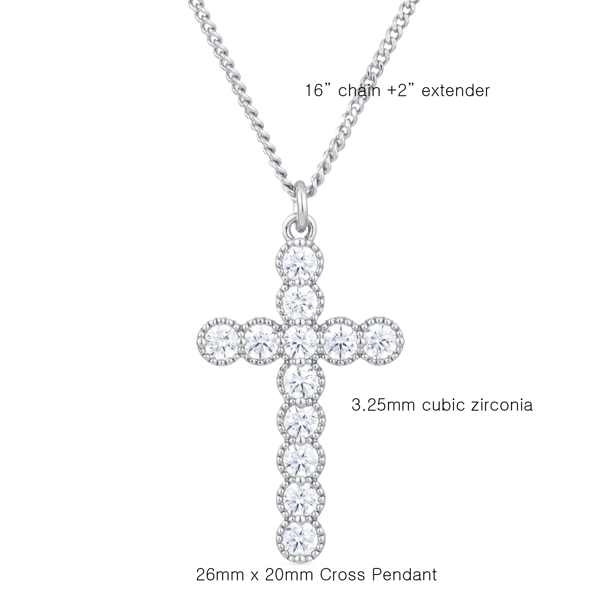 CZ Cross Pendant Necklace