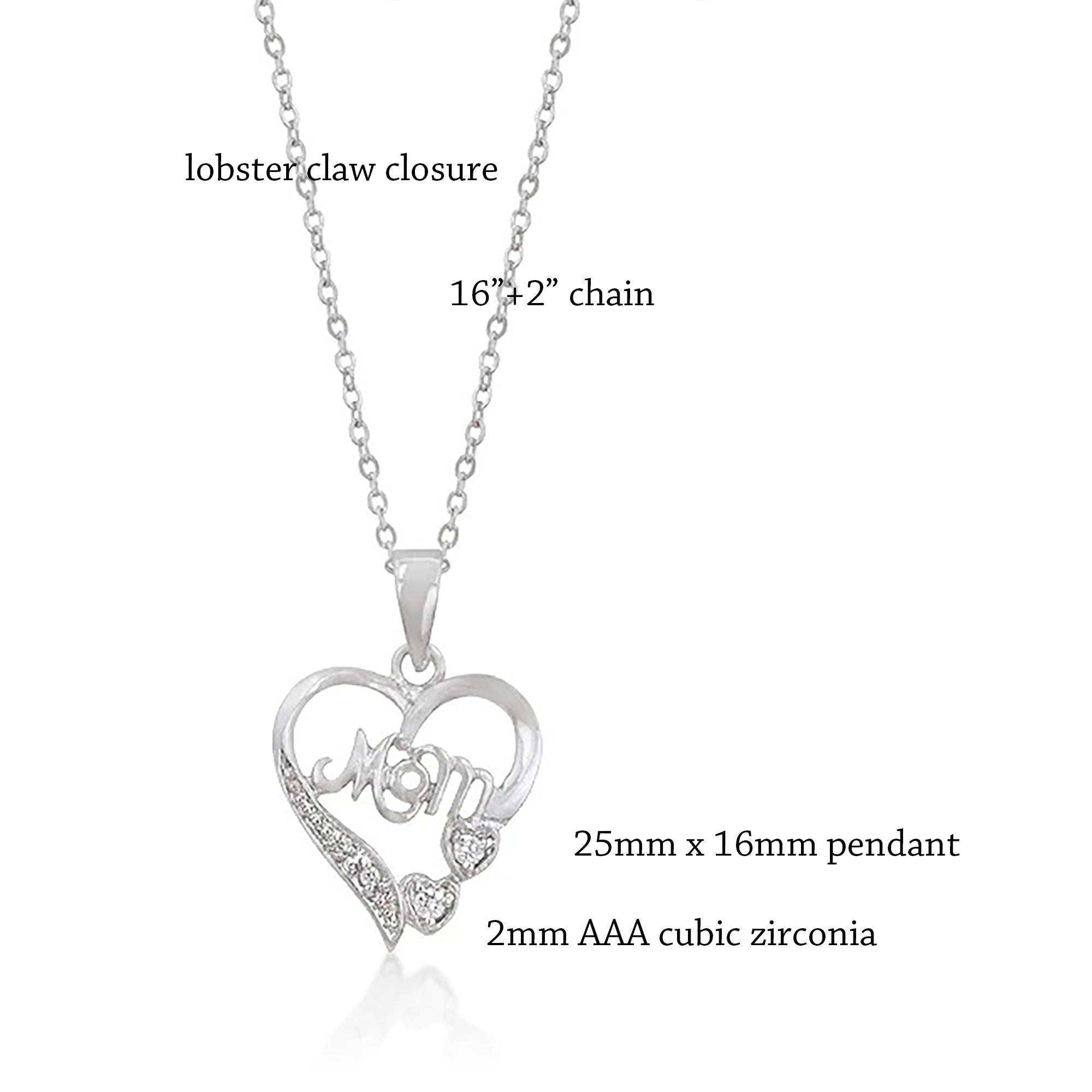 #1 CZ Mom Heart Pendant