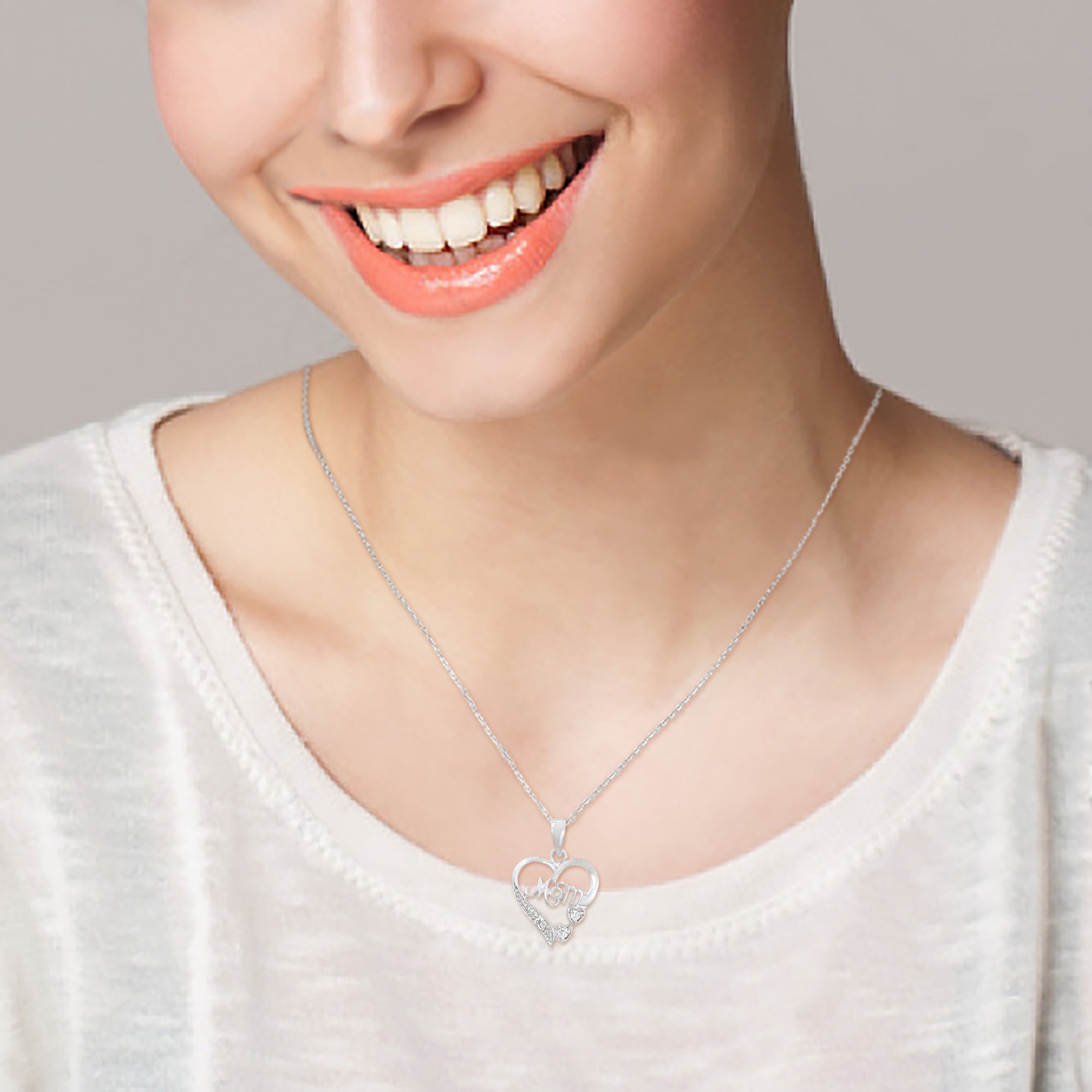 #1 CZ Mom Heart Pendant