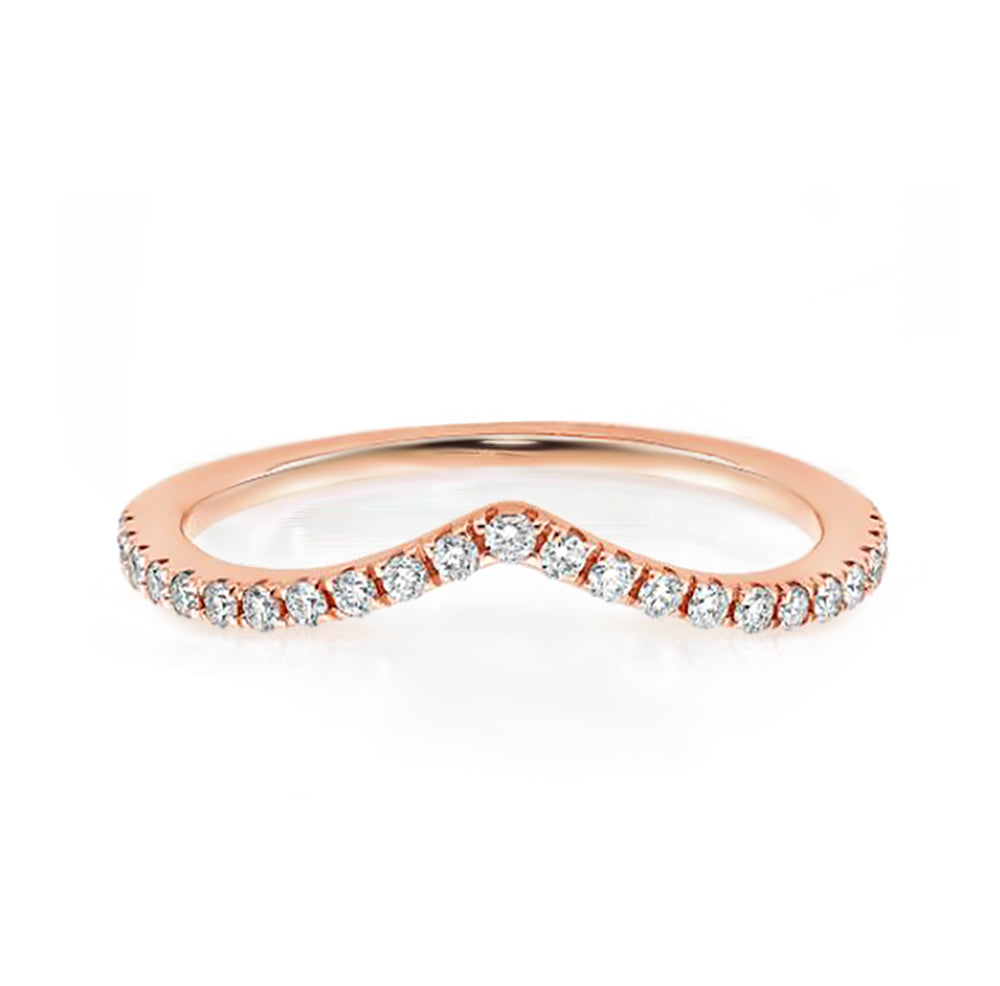 18K Rose Gold Plated Chevron CZ Ring