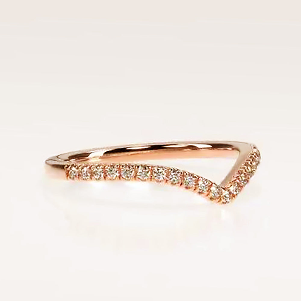 18K Rose Gold Plated Chevron CZ Ring