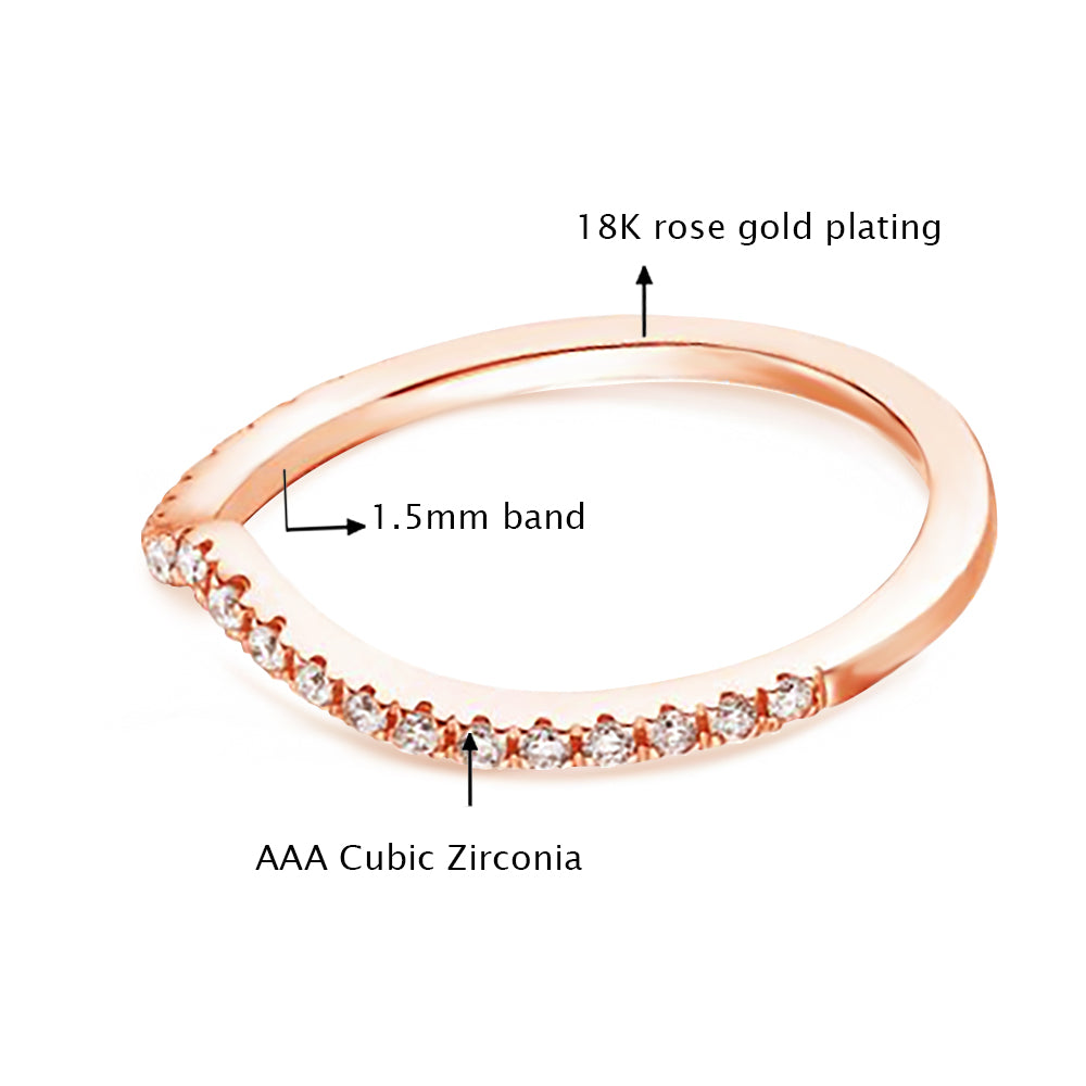 18K Rose Gold Plated Chevron CZ Ring