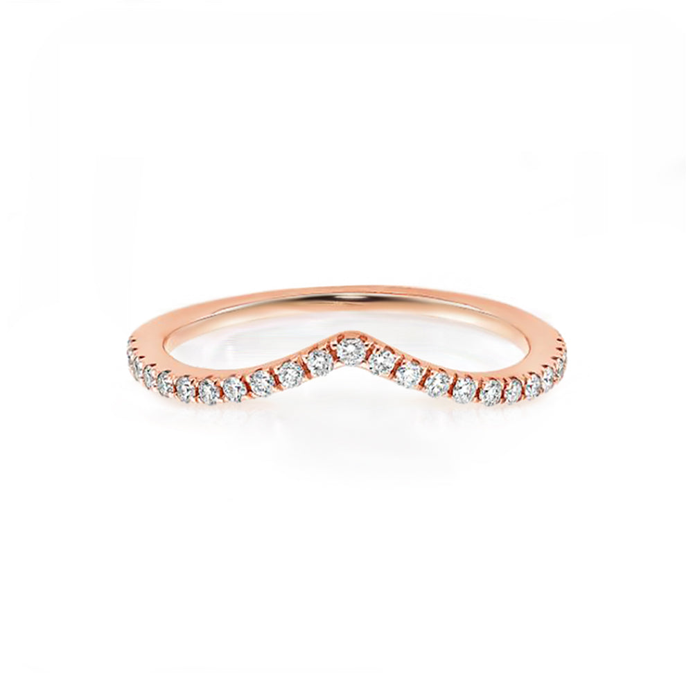 18K Rose Gold Plated Chevron CZ Ring