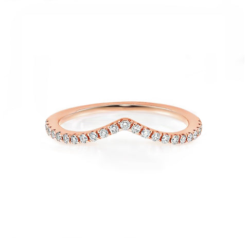 18K Rose Gold Plated Chevron CZ Ring