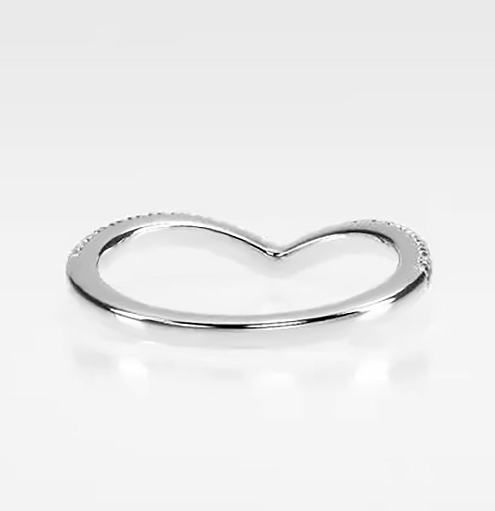 White Gold Plated Chevron CZ Ring