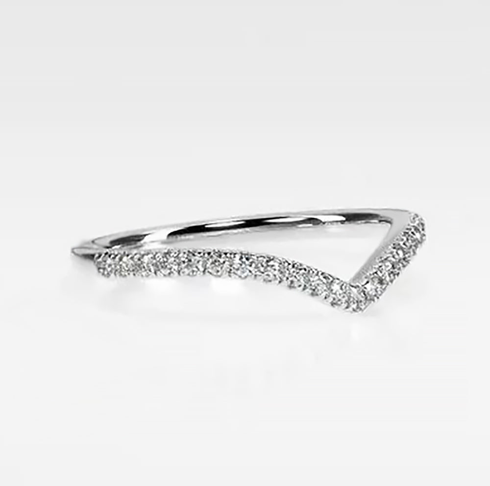White Gold Plated Chevron CZ Ring