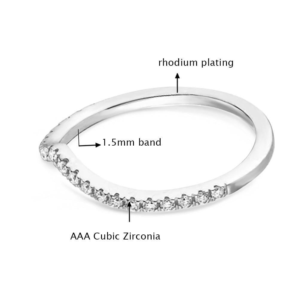 White Gold Plated Chevron CZ Ring