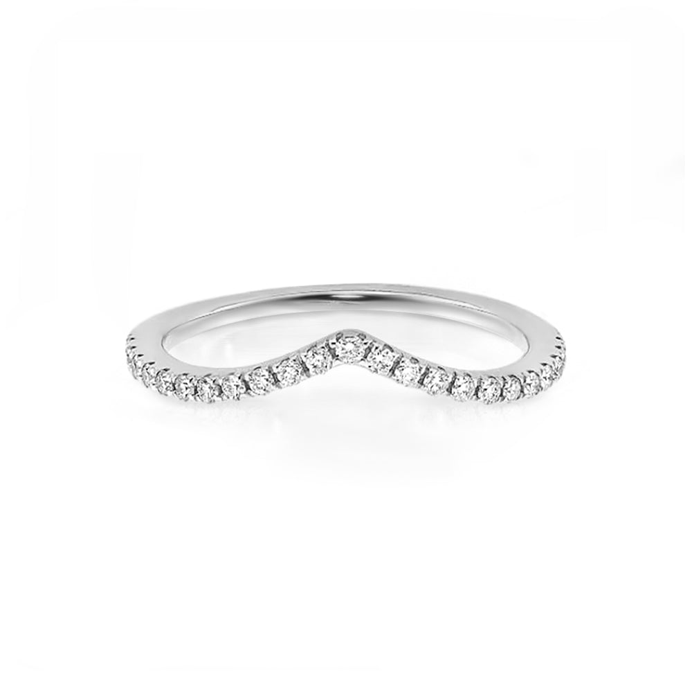 White Gold Plated Chevron CZ Ring