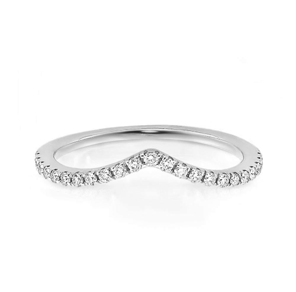White Gold Plated Chevron CZ Ring