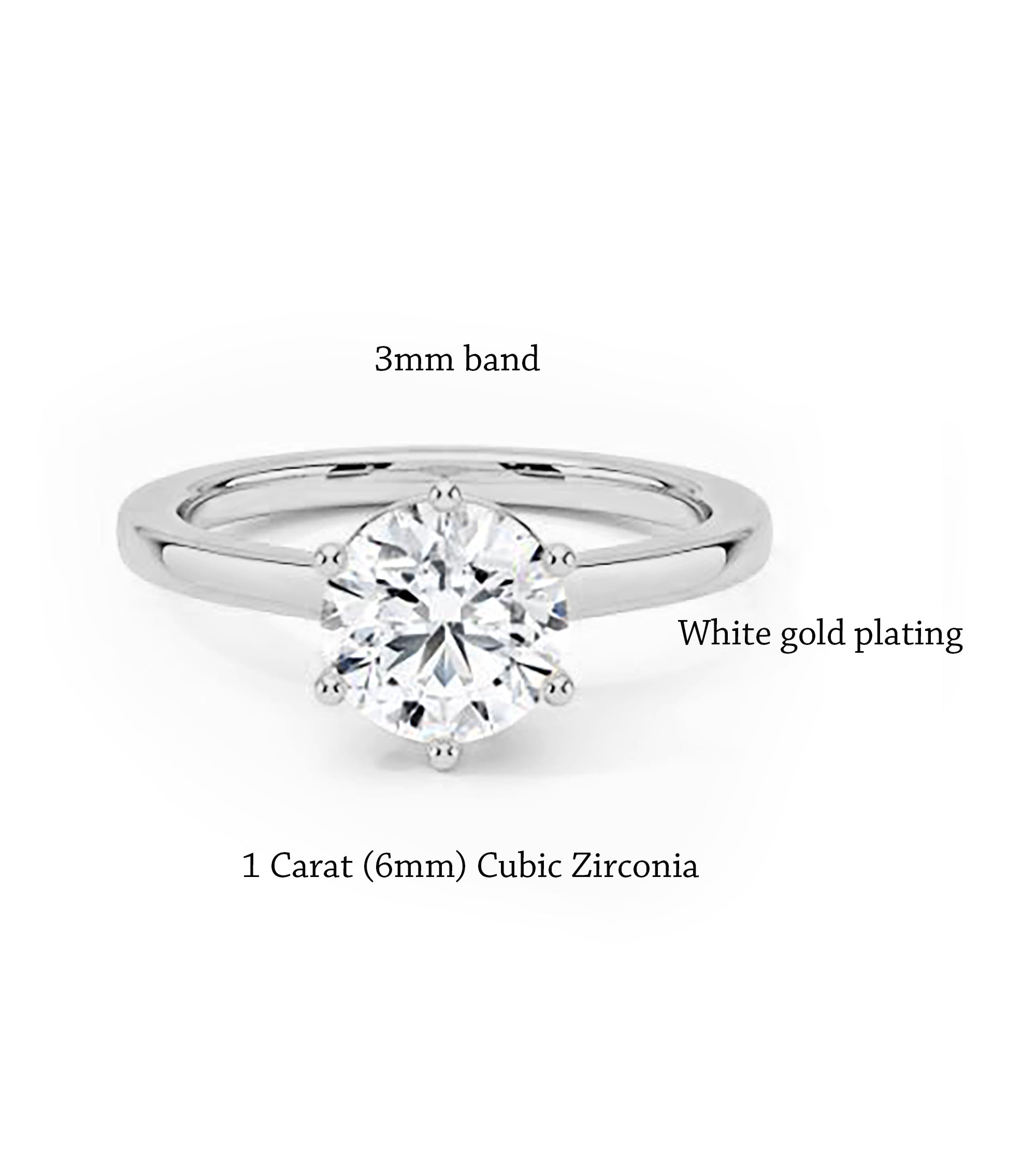 1 Carat CZ Solitaire Engagement Ring