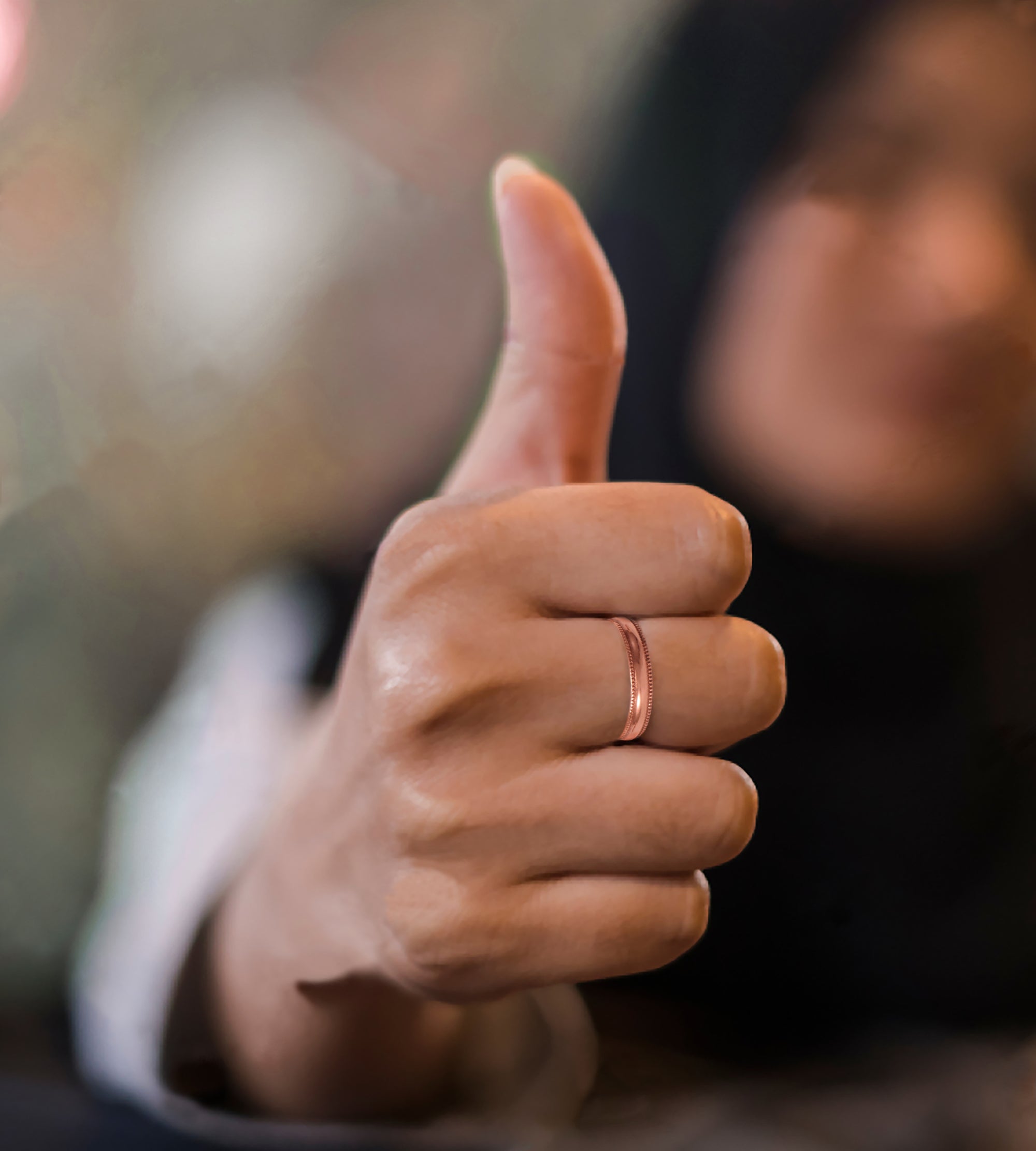 Uncoated Solid Milgrain-Edge Copper Ring, 4mm