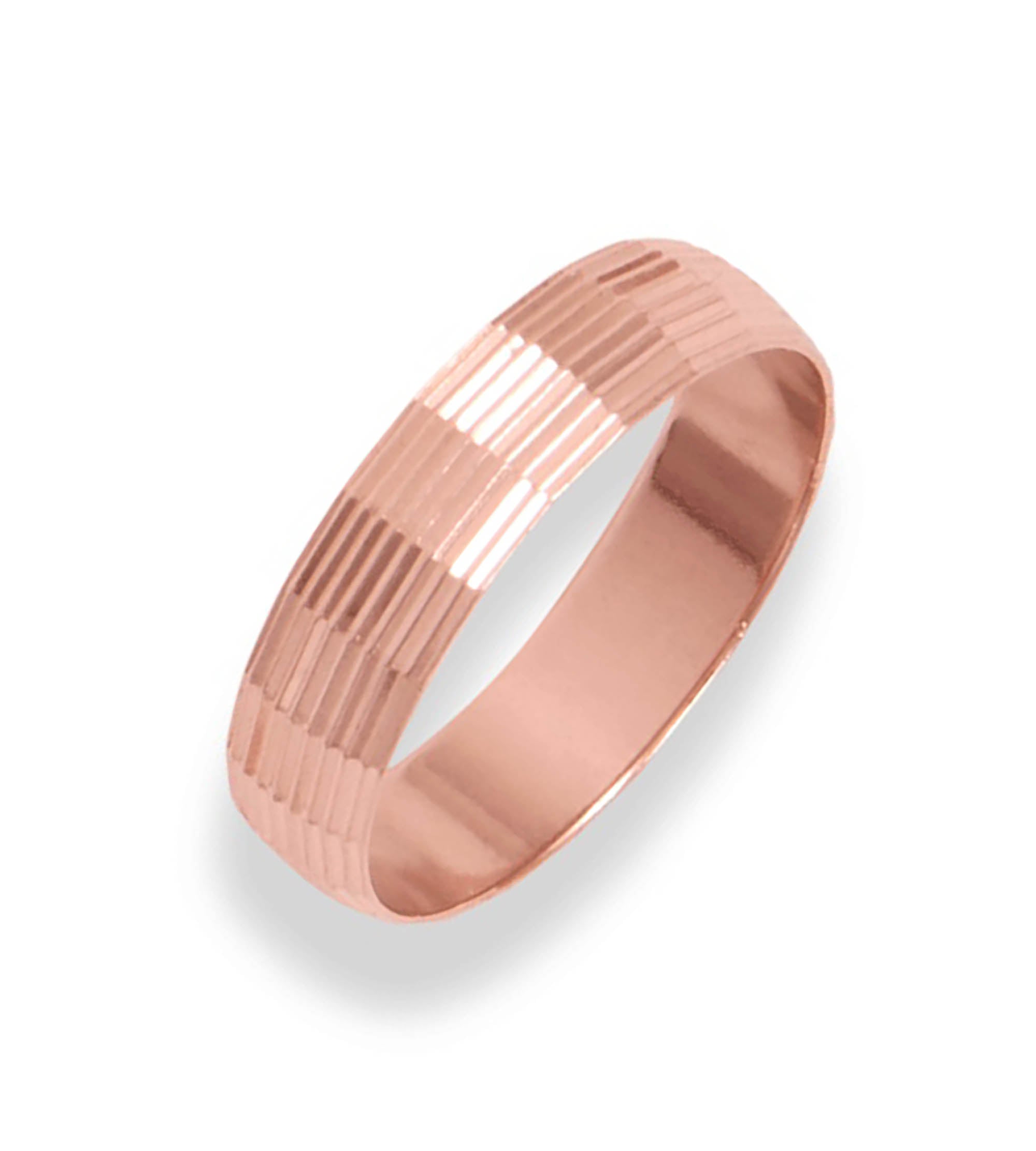 Uncoated Solid Diamond-Cut Copper Ring