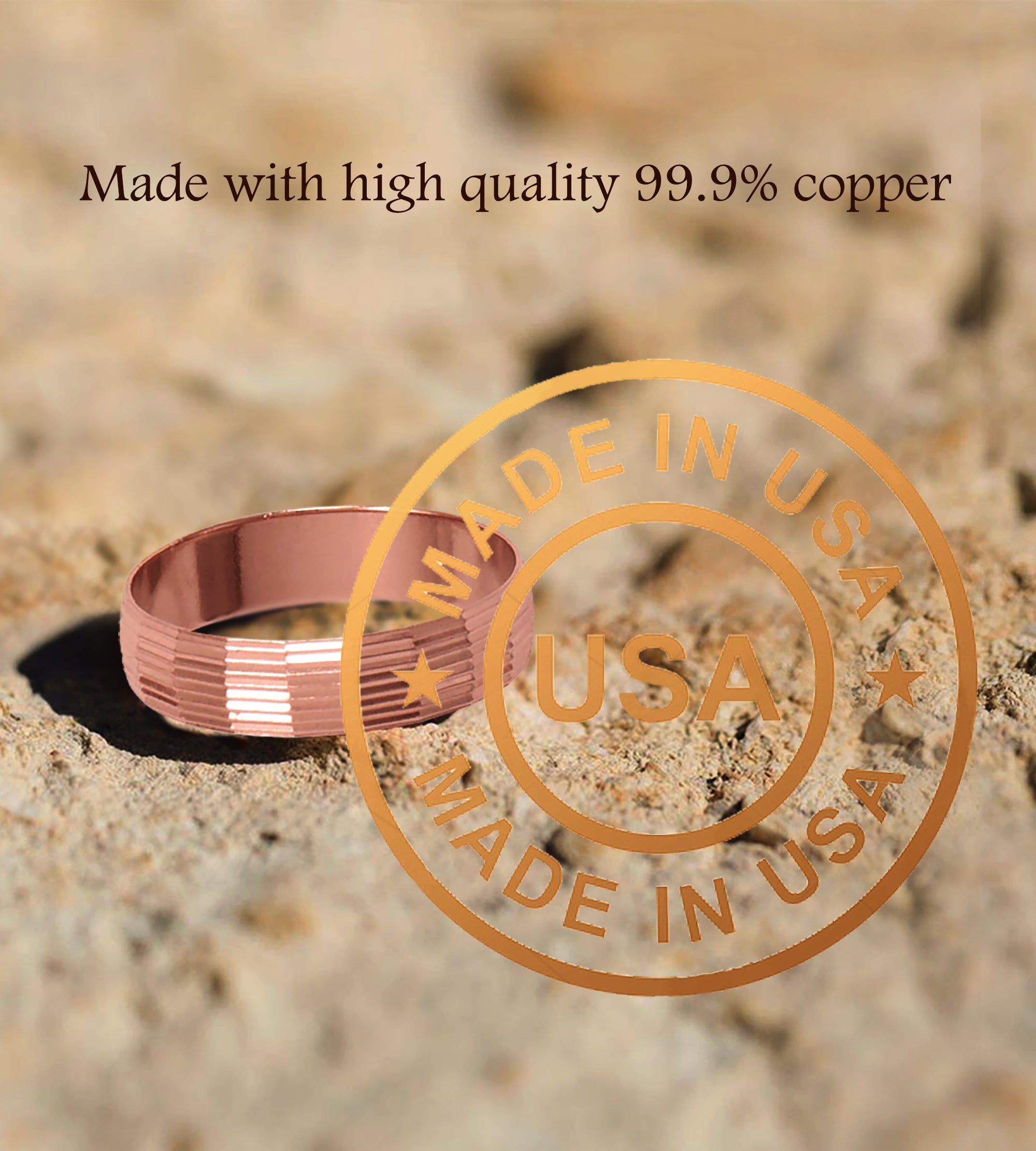 Uncoated Solid Diamond-Cut Copper Ring