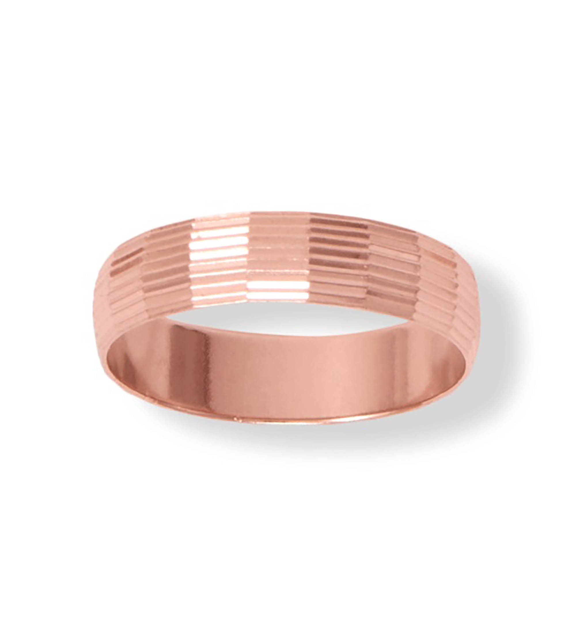 Uncoated Solid Diamond-Cut Copper Ring