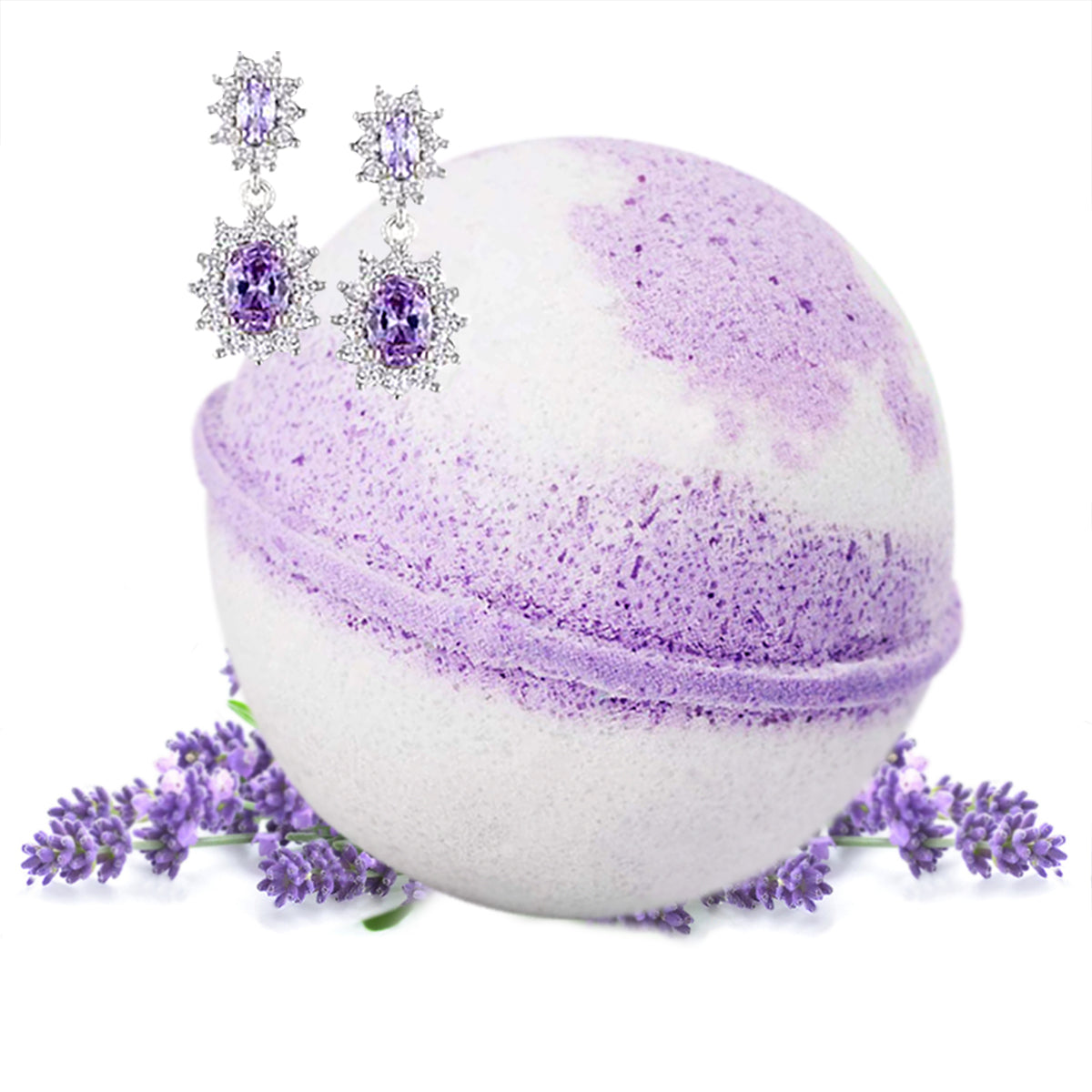 Hand Made Botanical Lavender Scent Surprise Jewelry Bath Bomb, 8oz