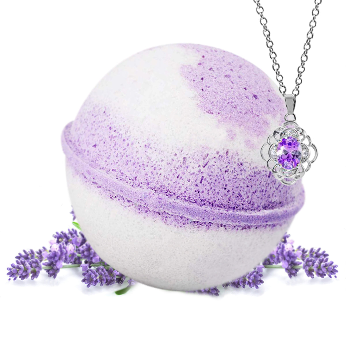 Hand Made Botanical Lavender Scent Surprise Jewelry Bath Bomb, 8oz