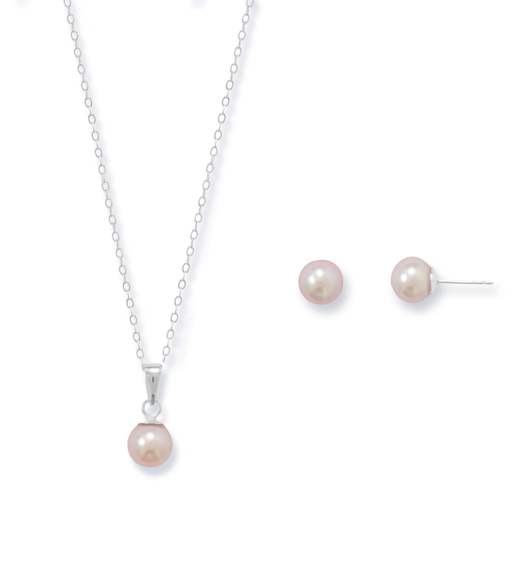 Freshwater Potato Pearl Necklace Earrings Set, 6.5mm