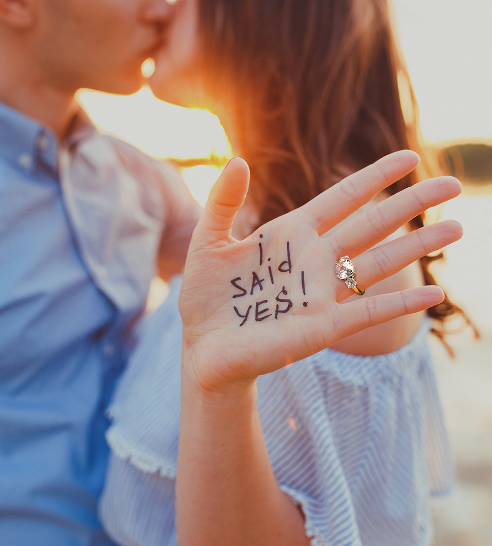 Three Stone CZ Engagement Ring in Gold Finish