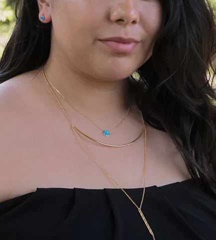 Synthetic Blue Round Opal Necklace