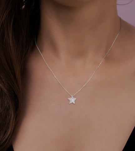 Pave CZ Star Necklace, 16"