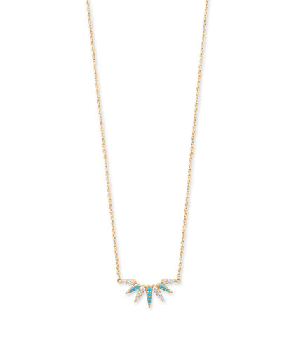 Synthetic Turquoise and CZ Sunrise Necklace