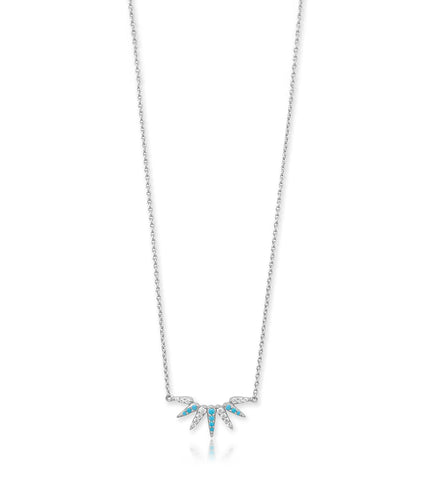 Synthetic Turquoise and CZ Spike Necklace