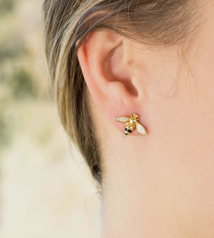 Signity CZ Bee Stud Earrings