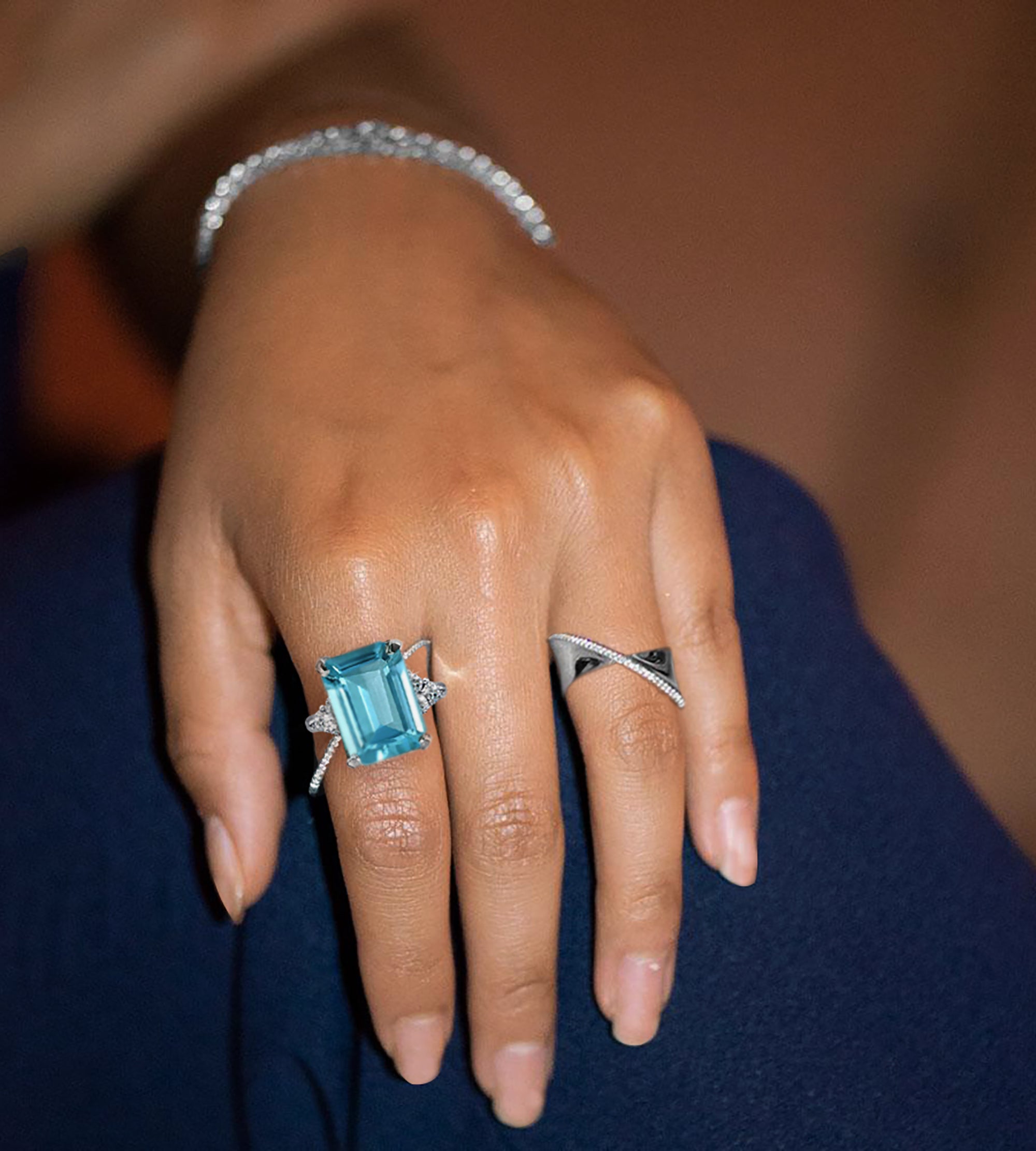 Two Tier Diamond and Emerald Cocktail Ring - Bopies Diamonds & Fine Jewelry